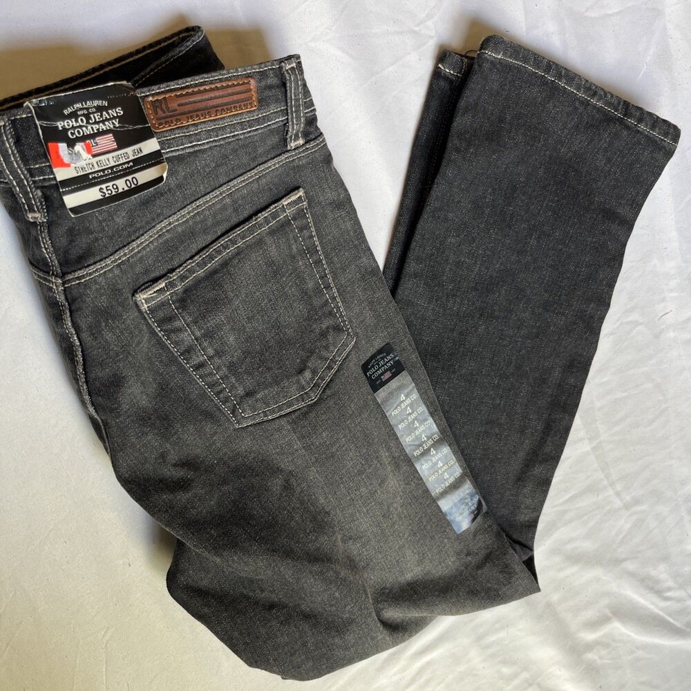 VTG Polo Jeans Co Womens Sz 4 Kelly Jean Black Denim NWT Stretch Deadstock Mom